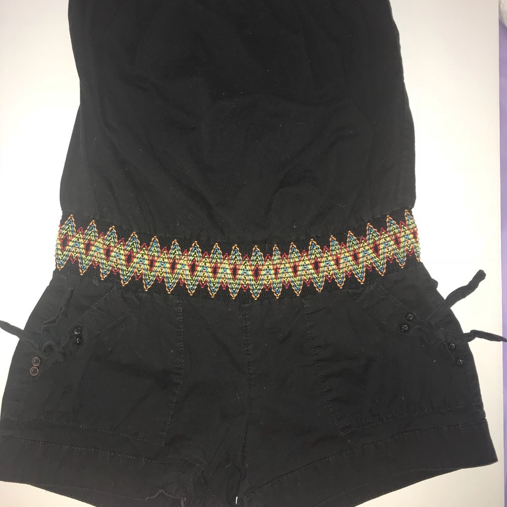 Black Sequin ❤️ Hearts Romper w/ Aztec Embroidery